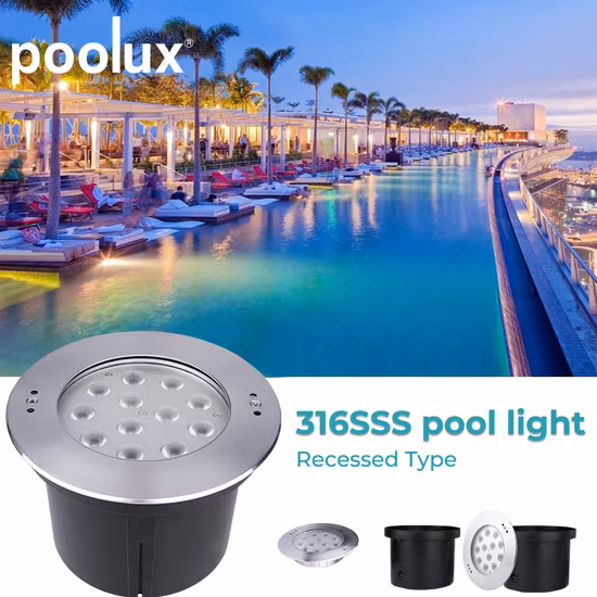 36W 316 ステンレス鋼 IP68 防水 LED 水中凹型プール ライト