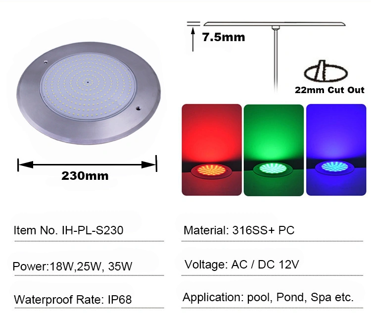 Wall Mount 36W Pool Light AC12/24V RGB 120V Swimming Pool LED Light Stainless Steel